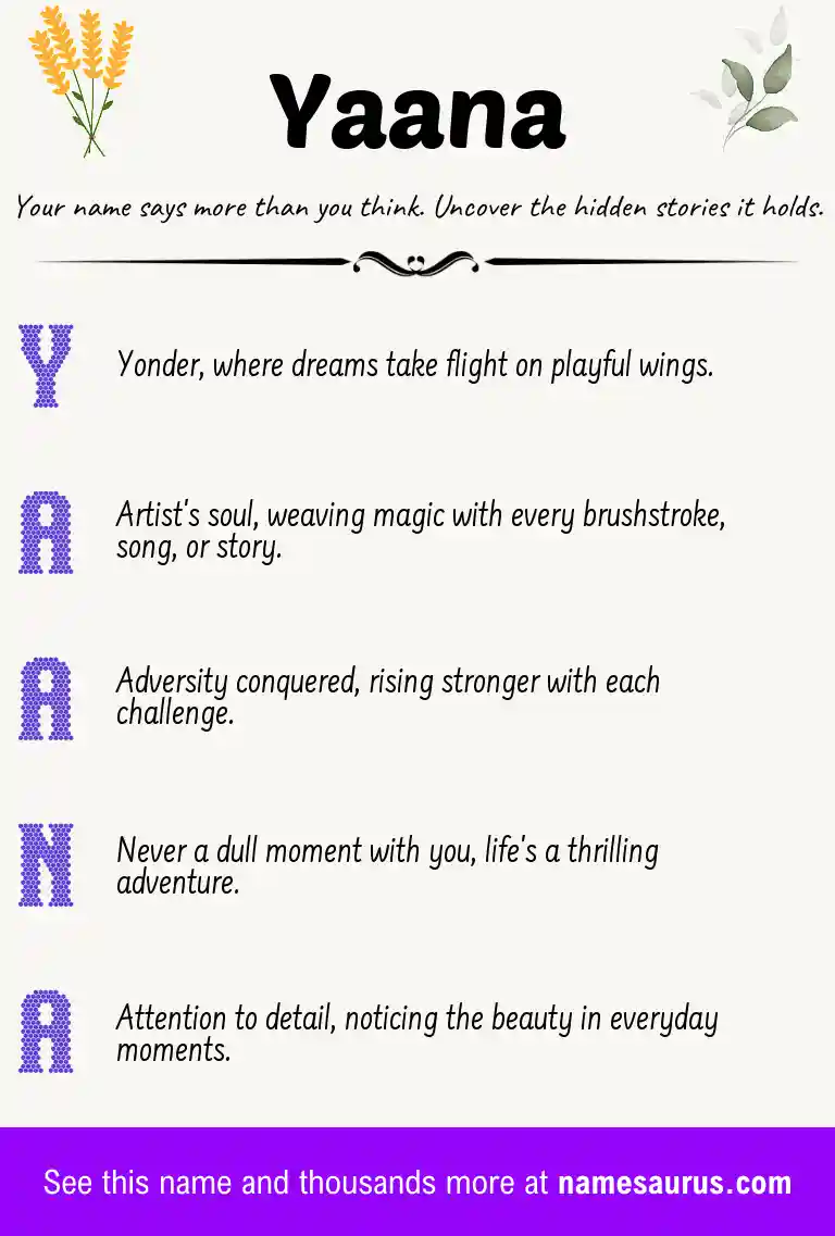 Acrostic poem about Yaana.