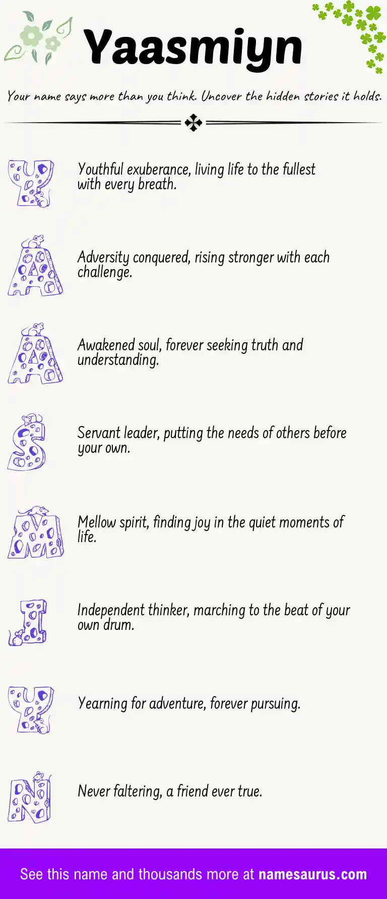 Acrostic poem about Yaasmiyn.