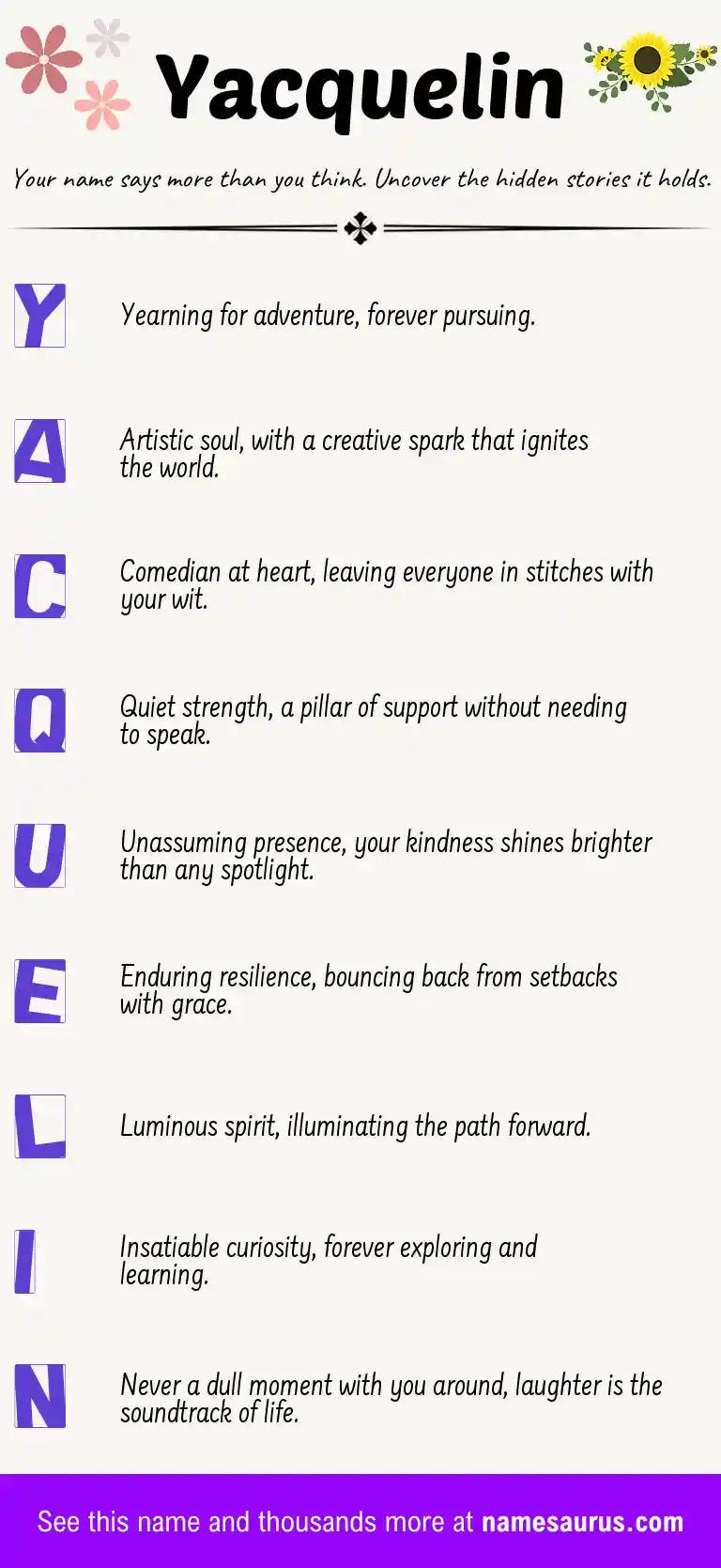 Acrostic poem about Yacquelin.