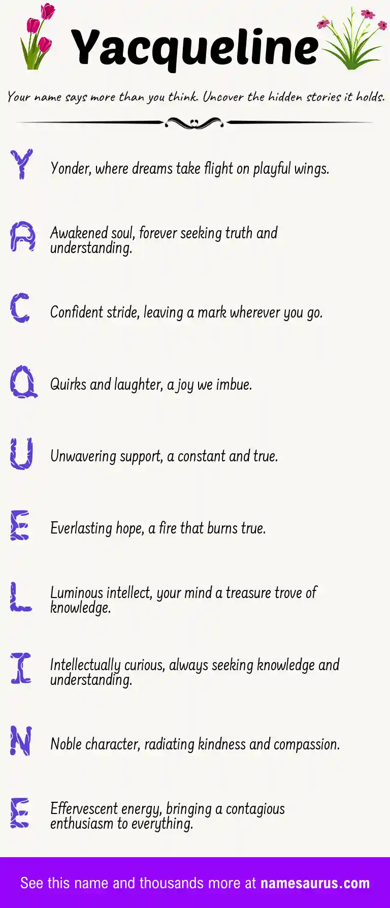 Acrostic poem about Yacqueline.