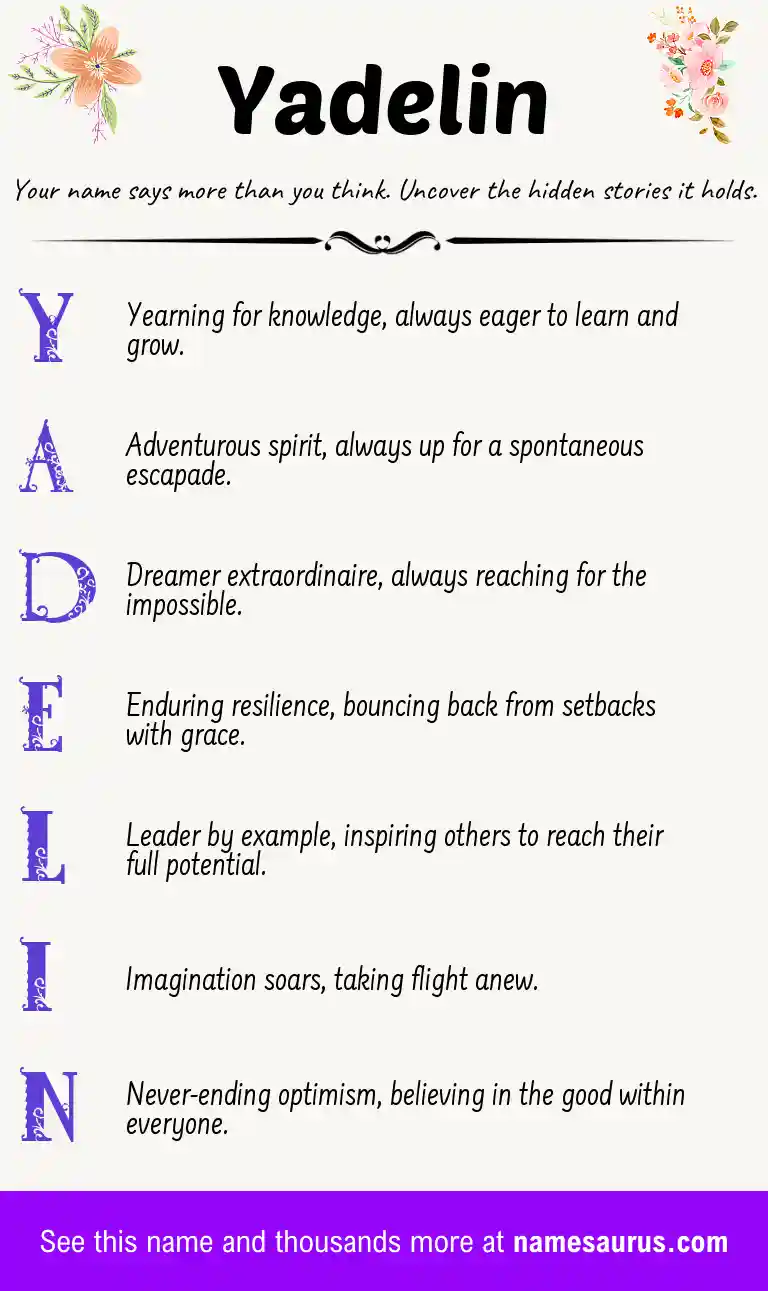 Acrostic poem about Yadelin.