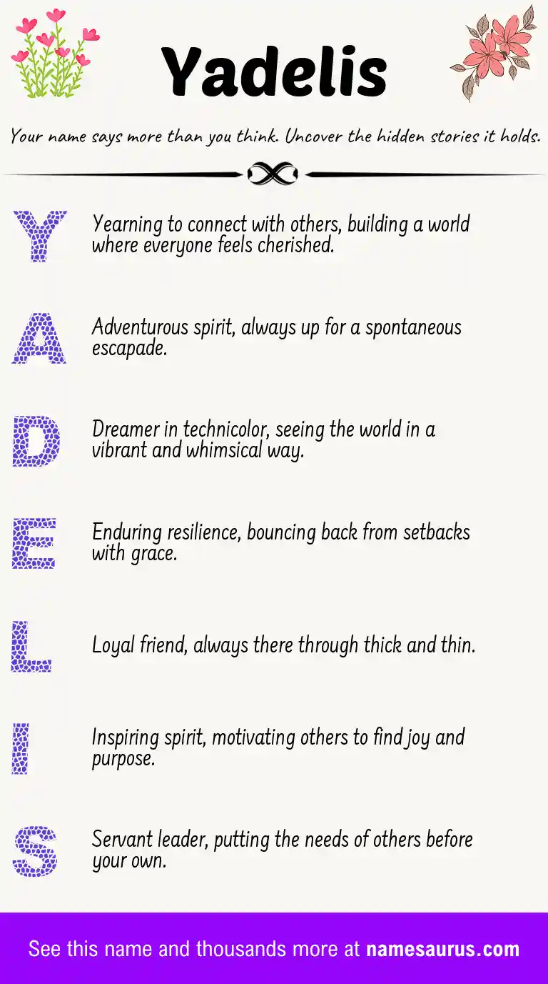 Acrostic poem about Yadelis.