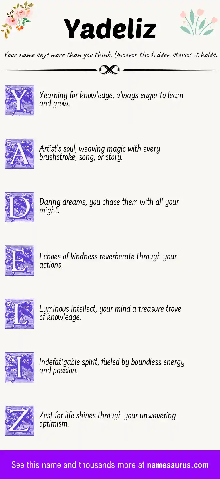 Acrostic poem about Yadeliz.