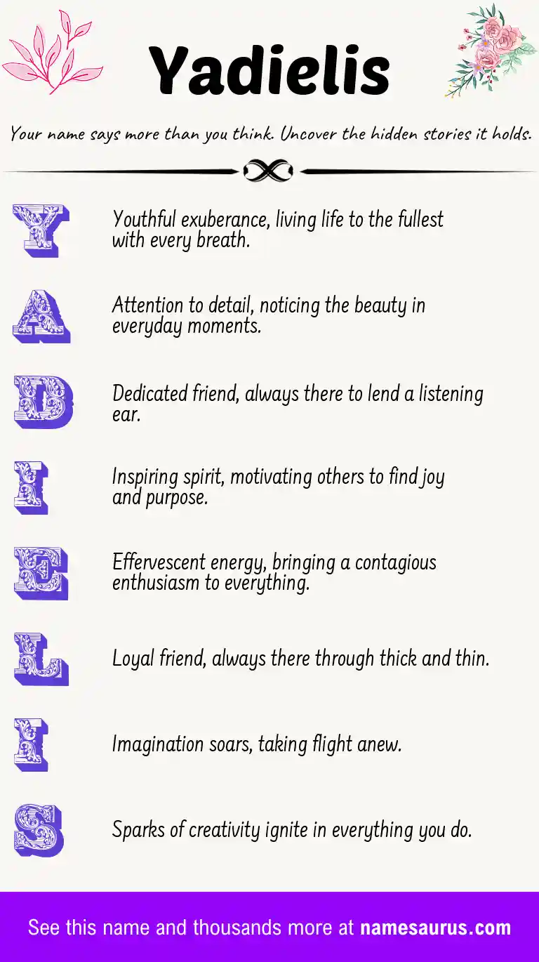 Acrostic poem about Yadielis.