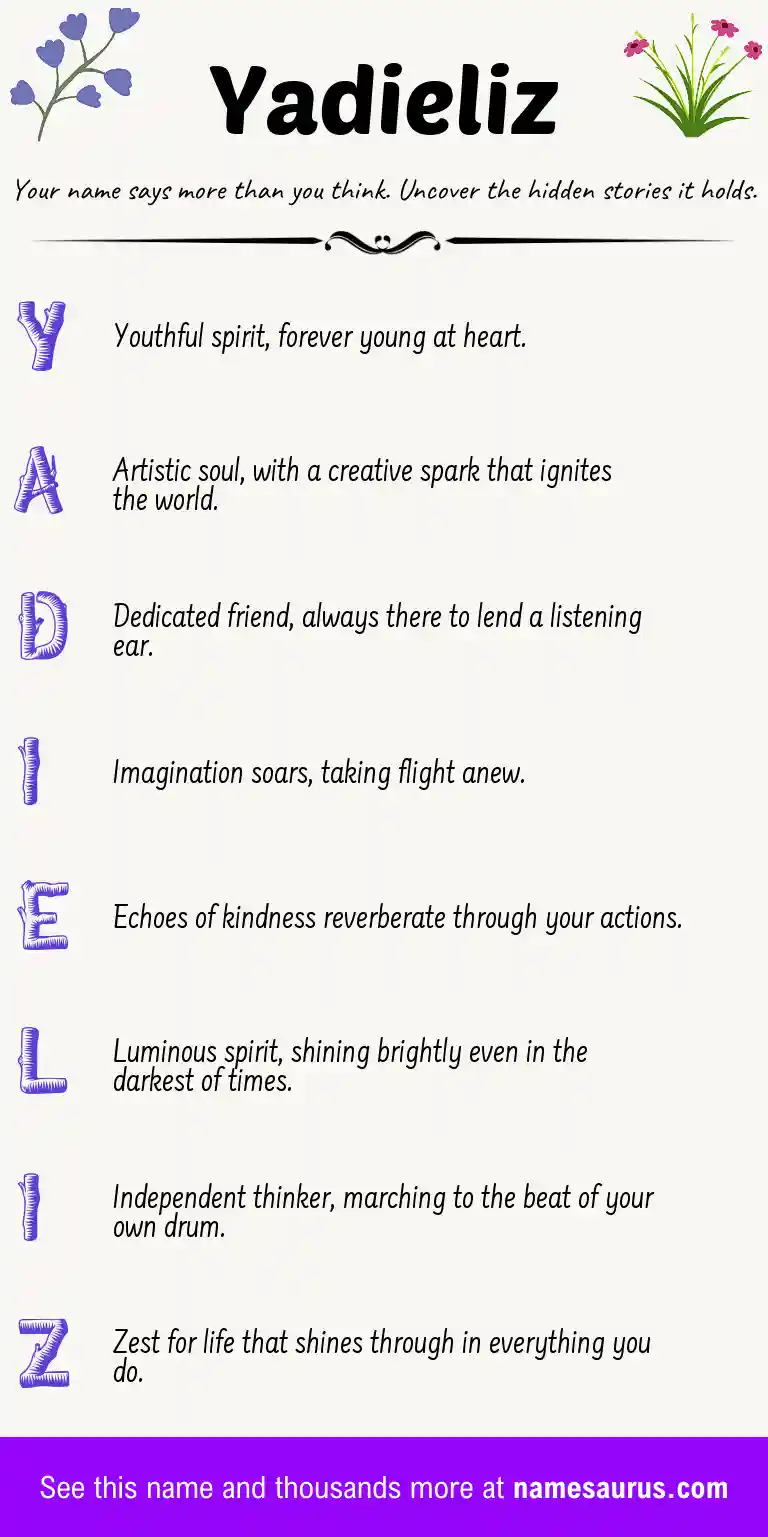 Acrostic poem about Yadieliz.