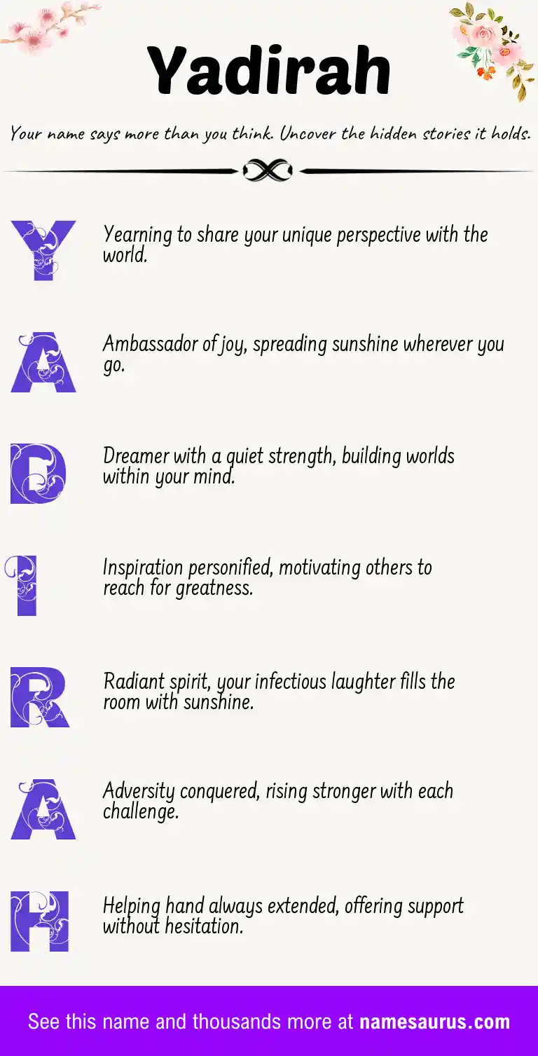 Acrostic poem about Yadirah.