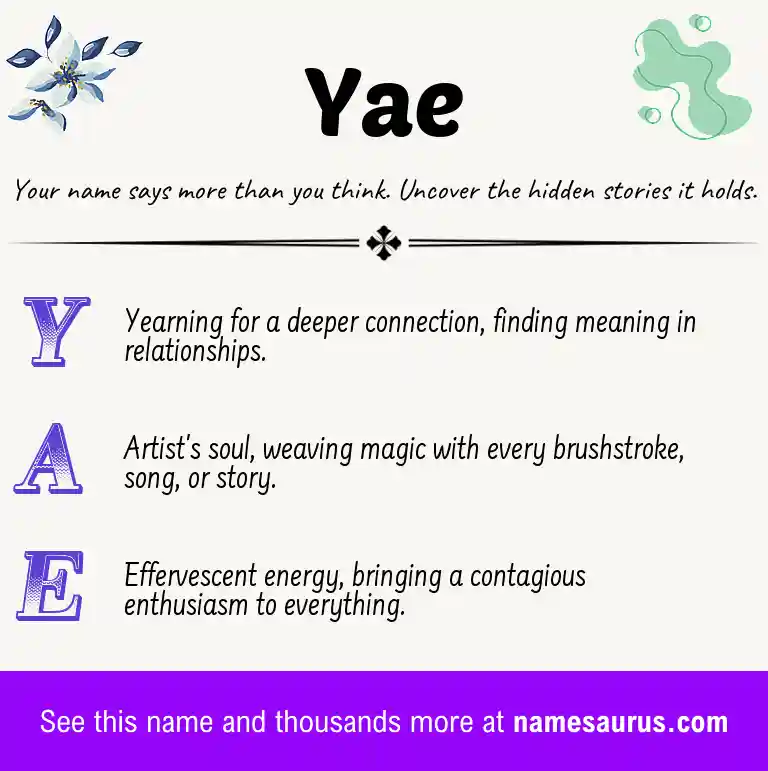 Acrostic poem about Yae.
