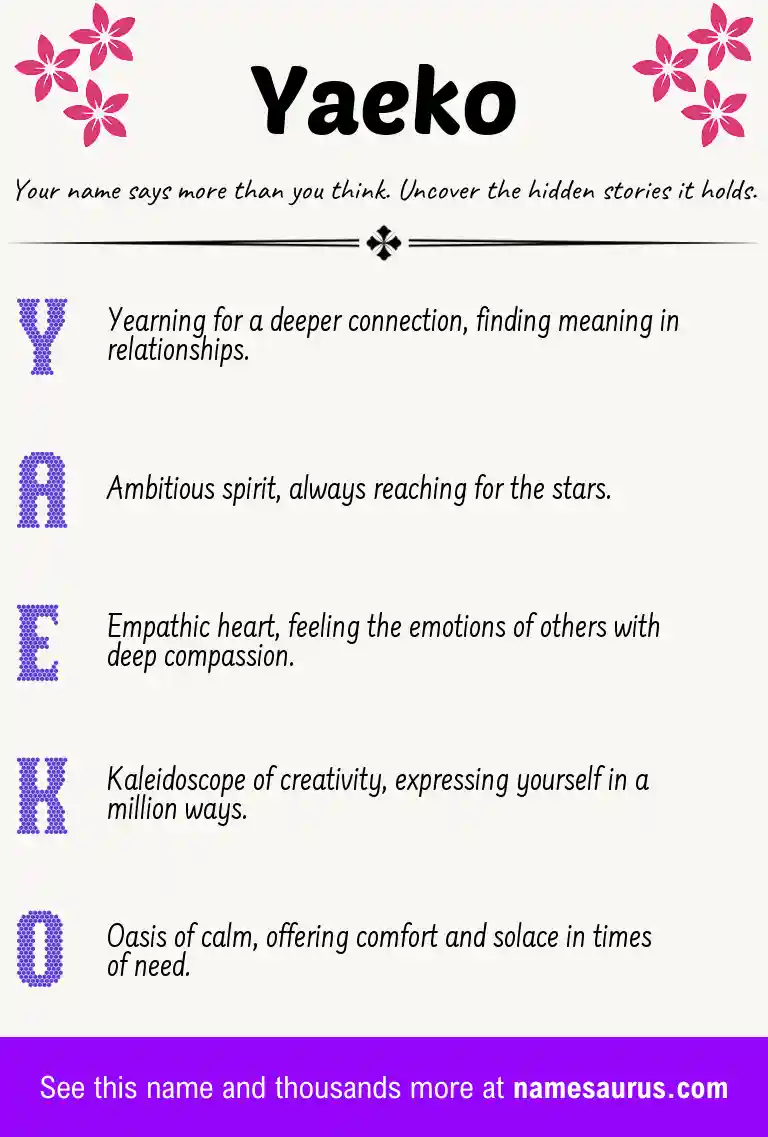 Acrostic poem about Yaeko.