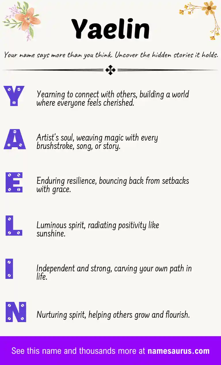 Acrostic poem about Yaelin.