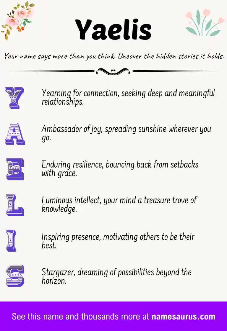 Acrostic poem about Yaelis.