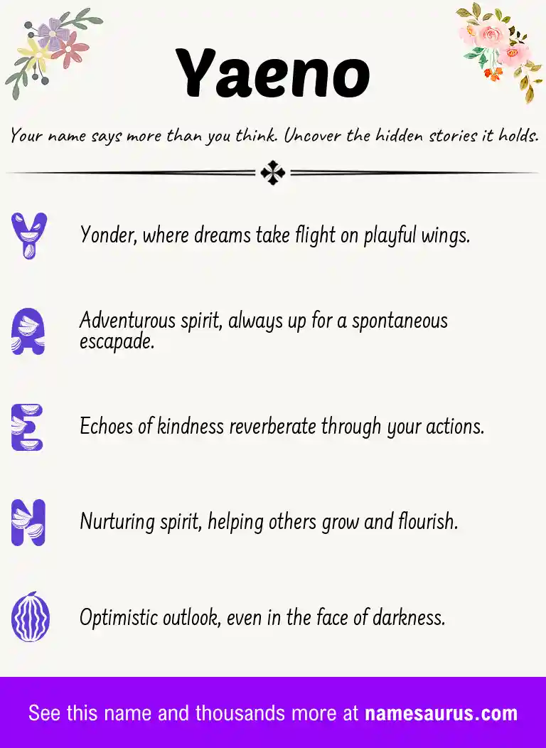 Acrostic poem about Yaeno.