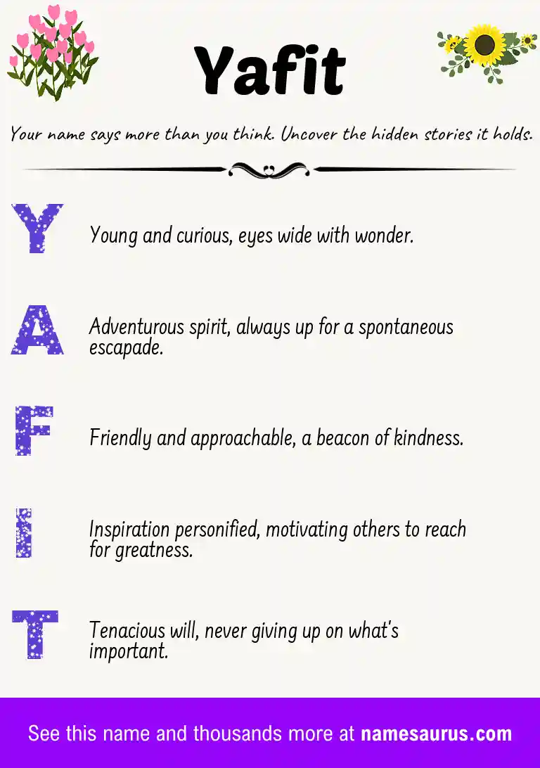 Acrostic poem about Yafit.