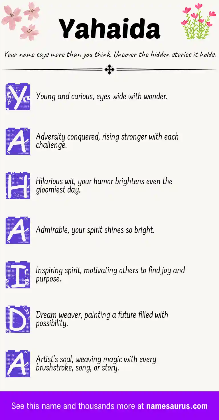 Acrostic poem about Yahaida.