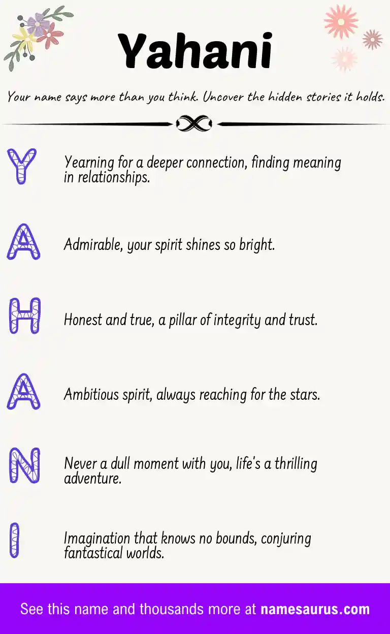 Acrostic poem about Yahani.