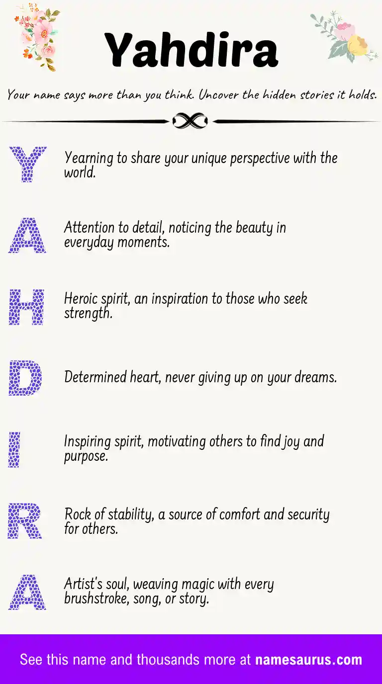 Acrostic poem about Yahdira.