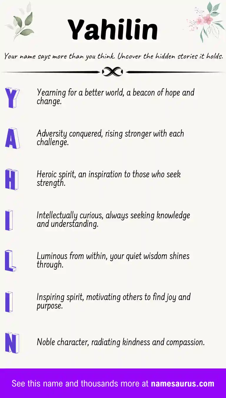 Acrostic poem about Yahilin.
