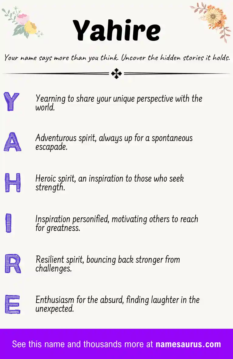Acrostic poem about Yahire.