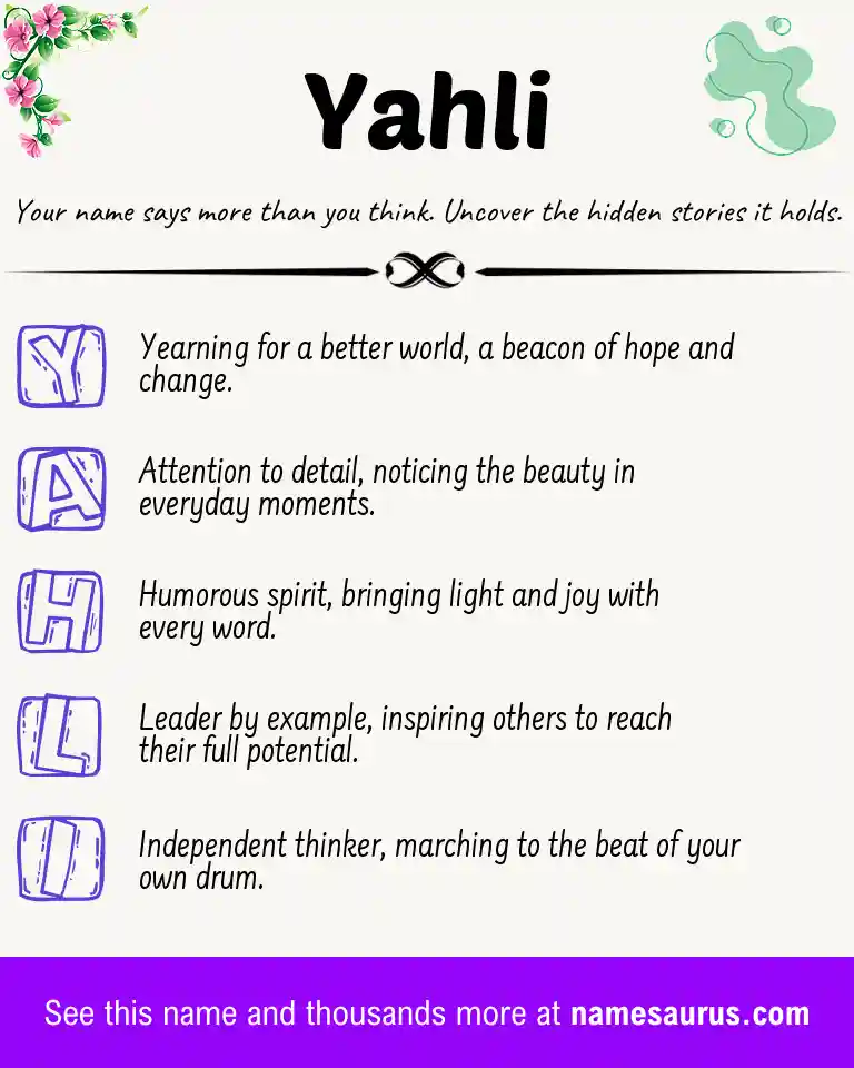 Acrostic poem about Yahli.