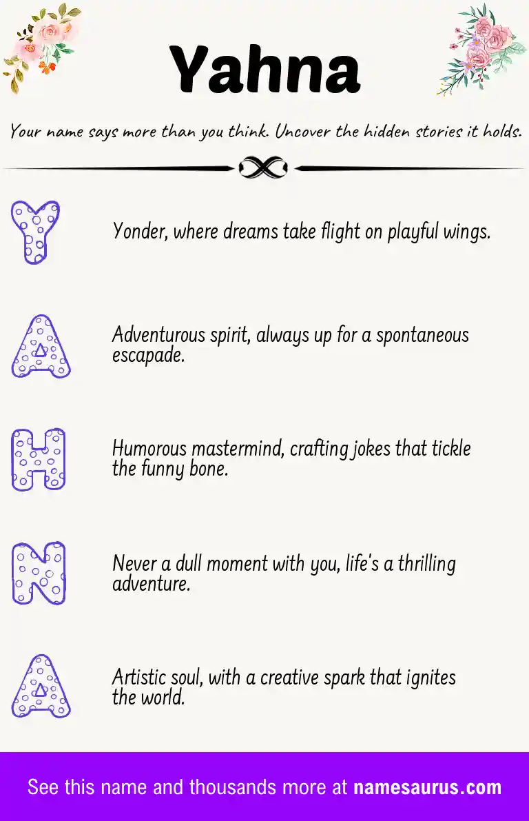 Acrostic poem about Yahna.