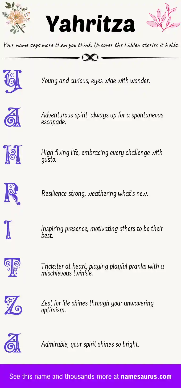 Acrostic poem about Yahritza.