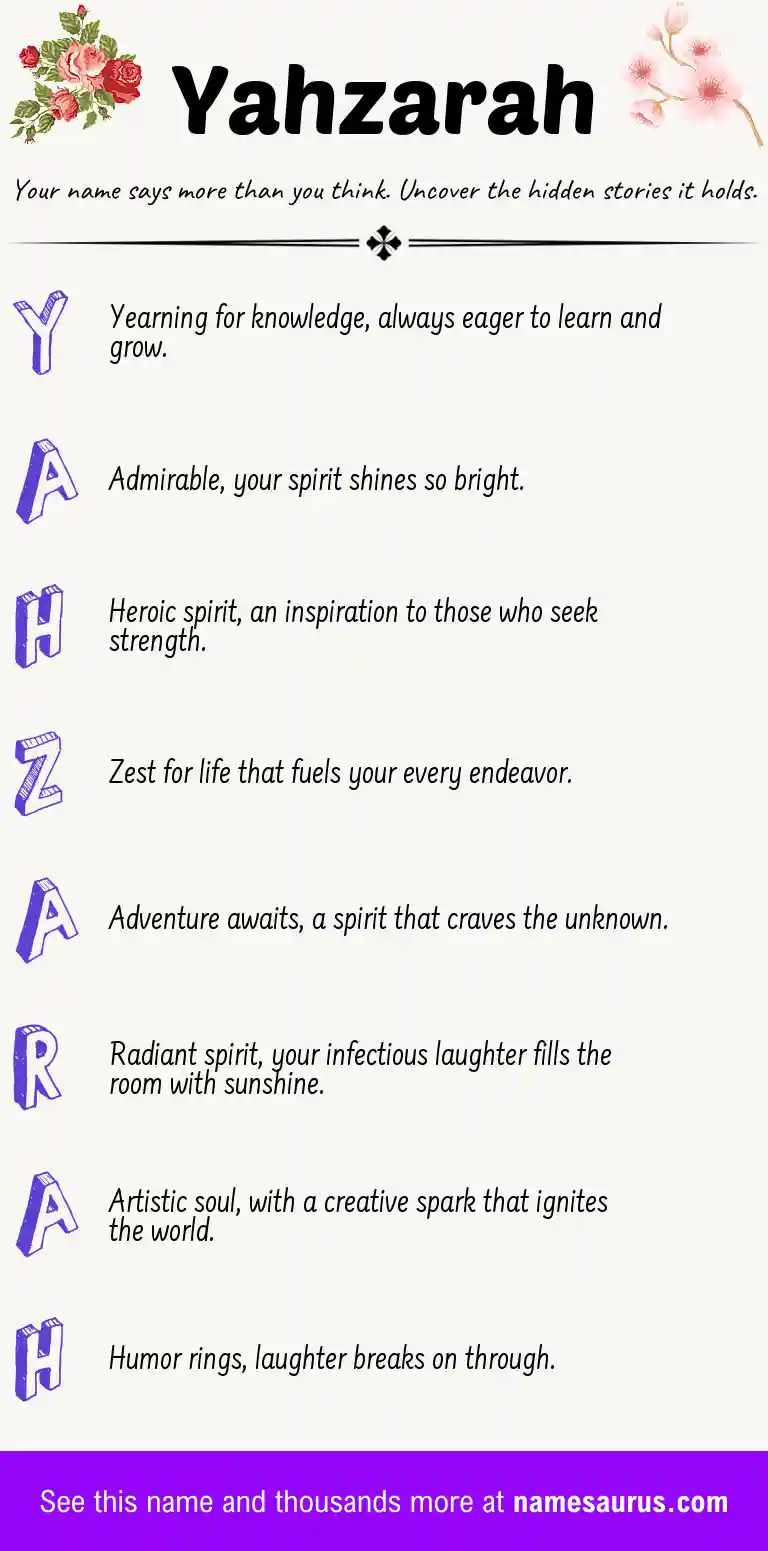 Acrostic poem about Yahzarah.