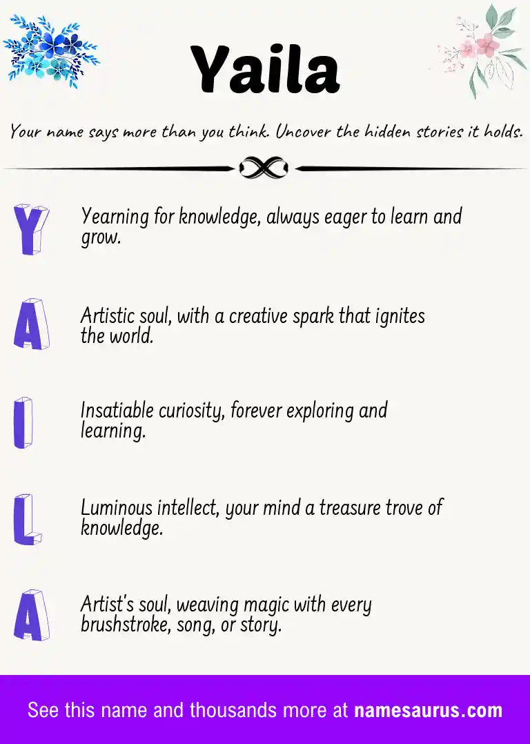 Acrostic poem about Yaila.