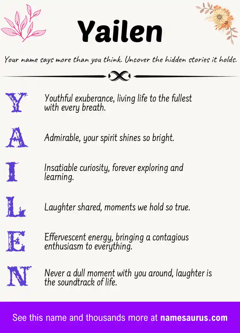 Acrostic poem about Yailen.
