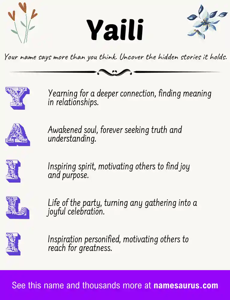 Acrostic poem about Yaili.