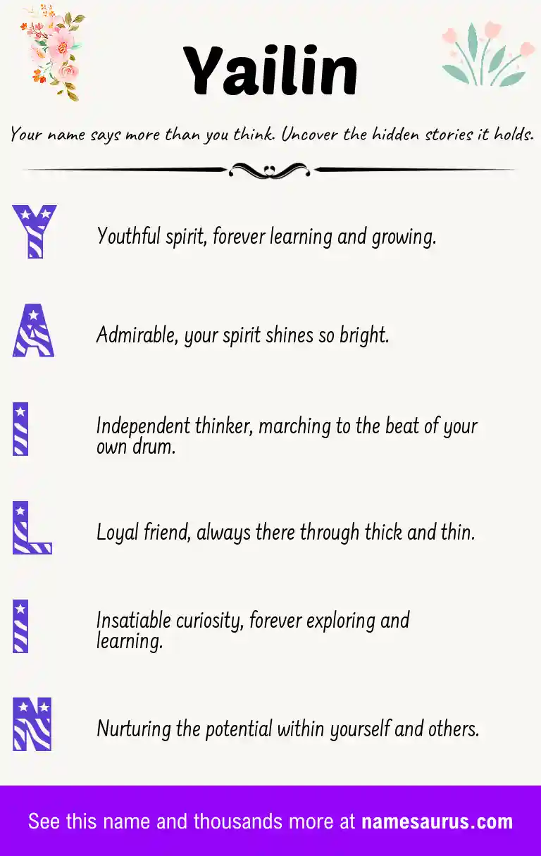 Acrostic poem about Yailin.