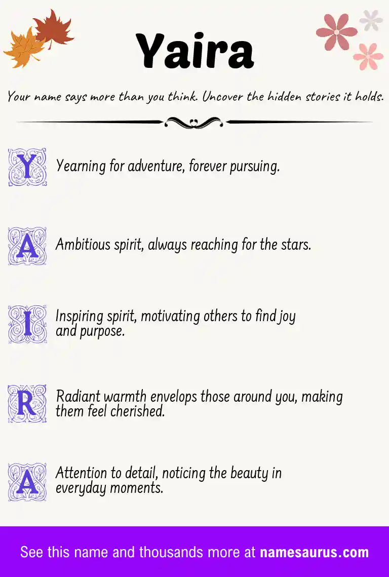 Acrostic poem about Yaira.