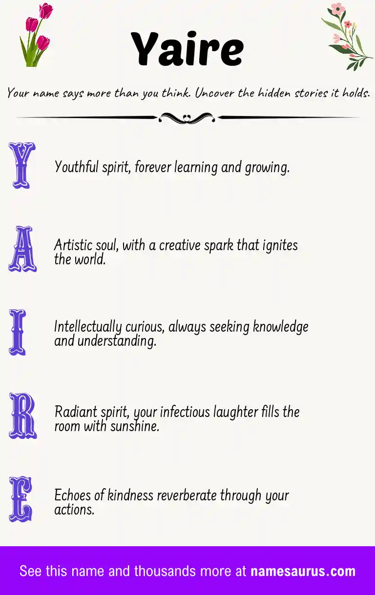 Acrostic poem about Yaire.