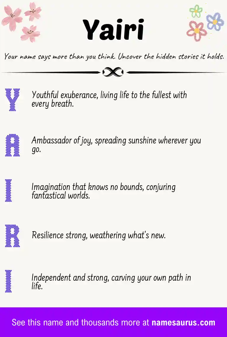 Acrostic poem about Yairi.