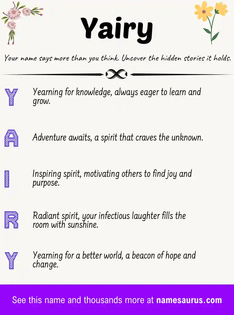 Acrostic poem about Yairy.