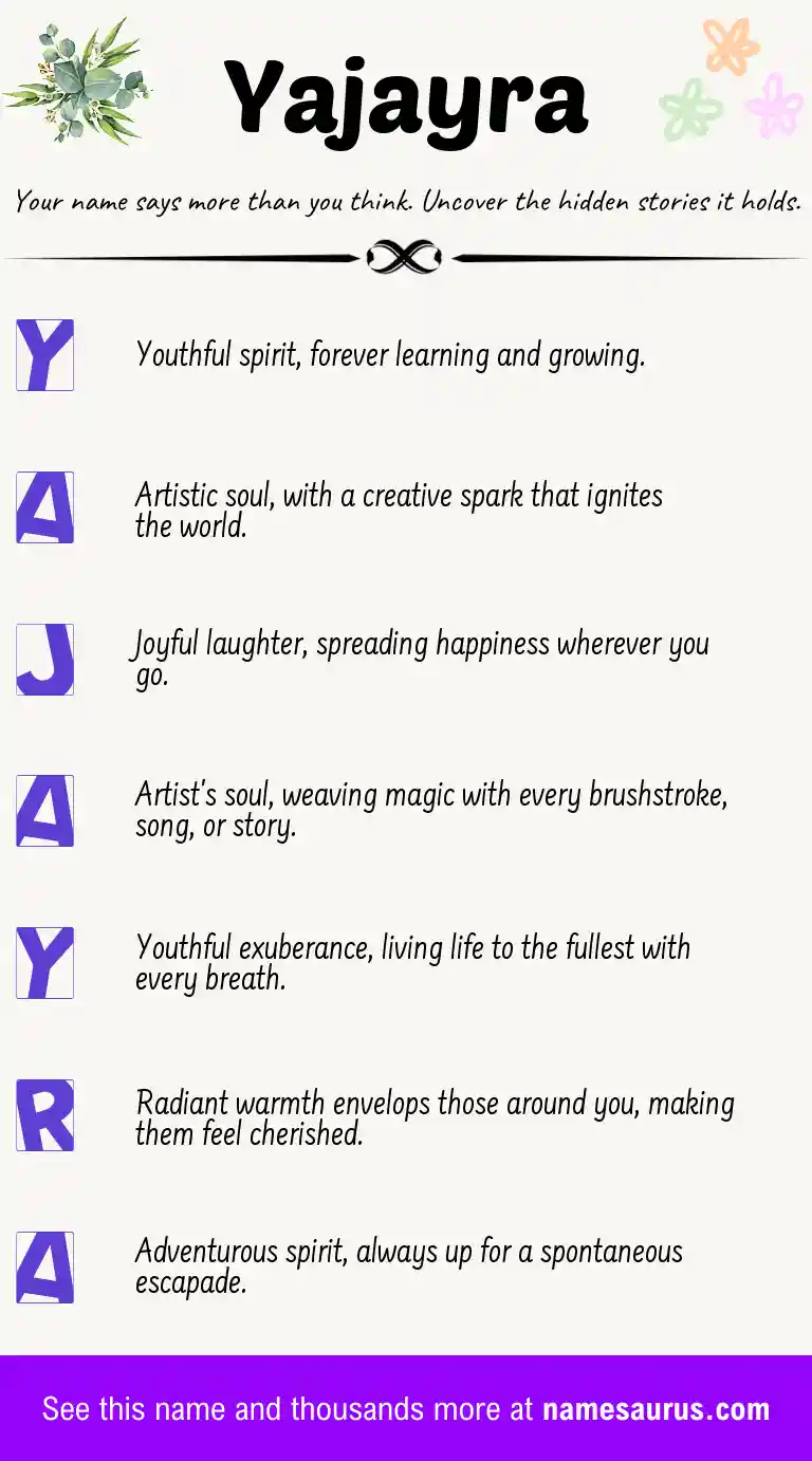 Acrostic poem about Yajayra.