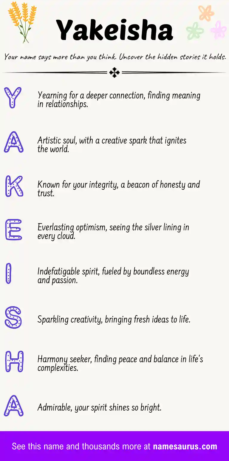 Acrostic poem about Yakeisha.