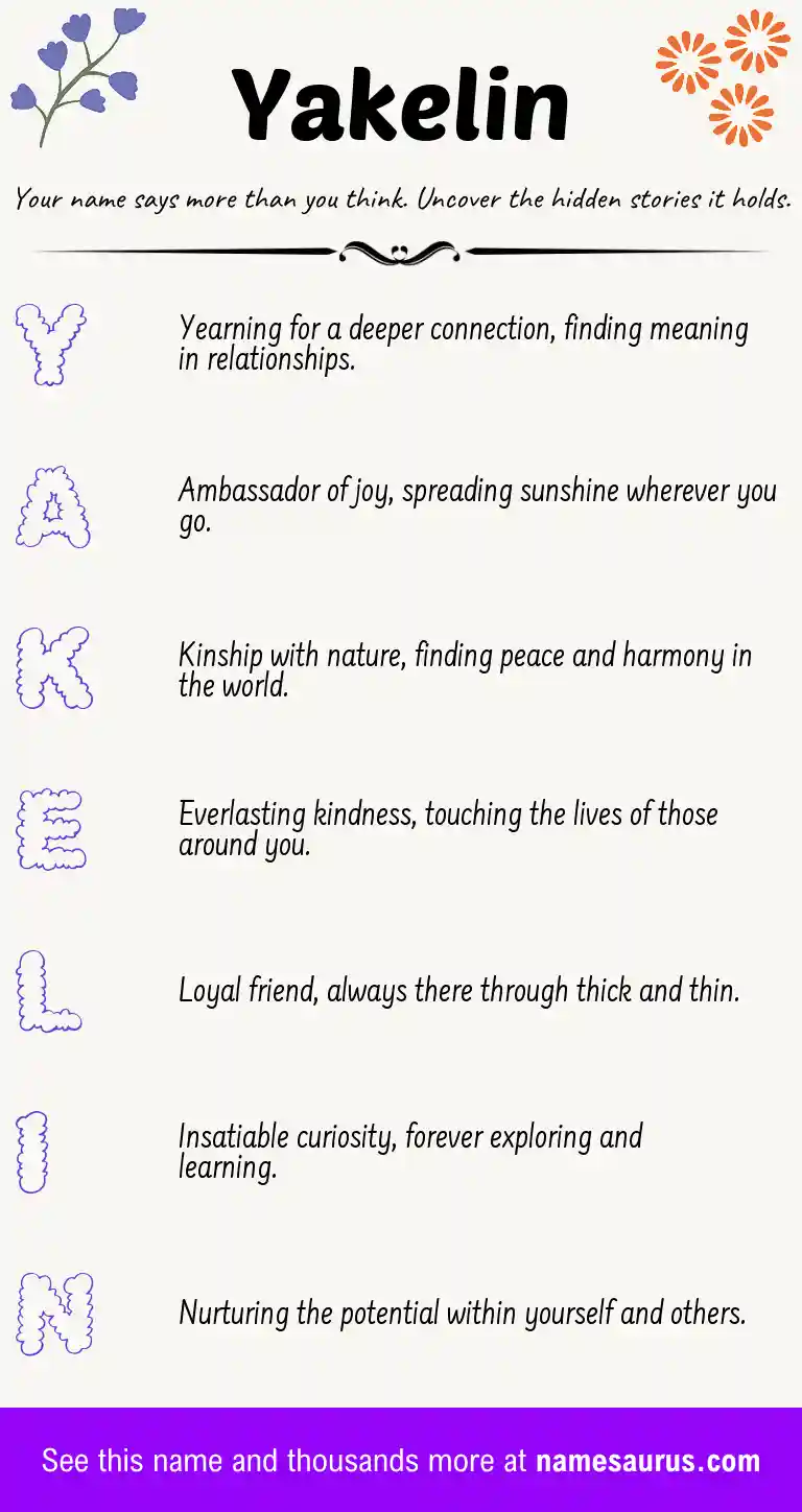 Acrostic poem about Yakelin.