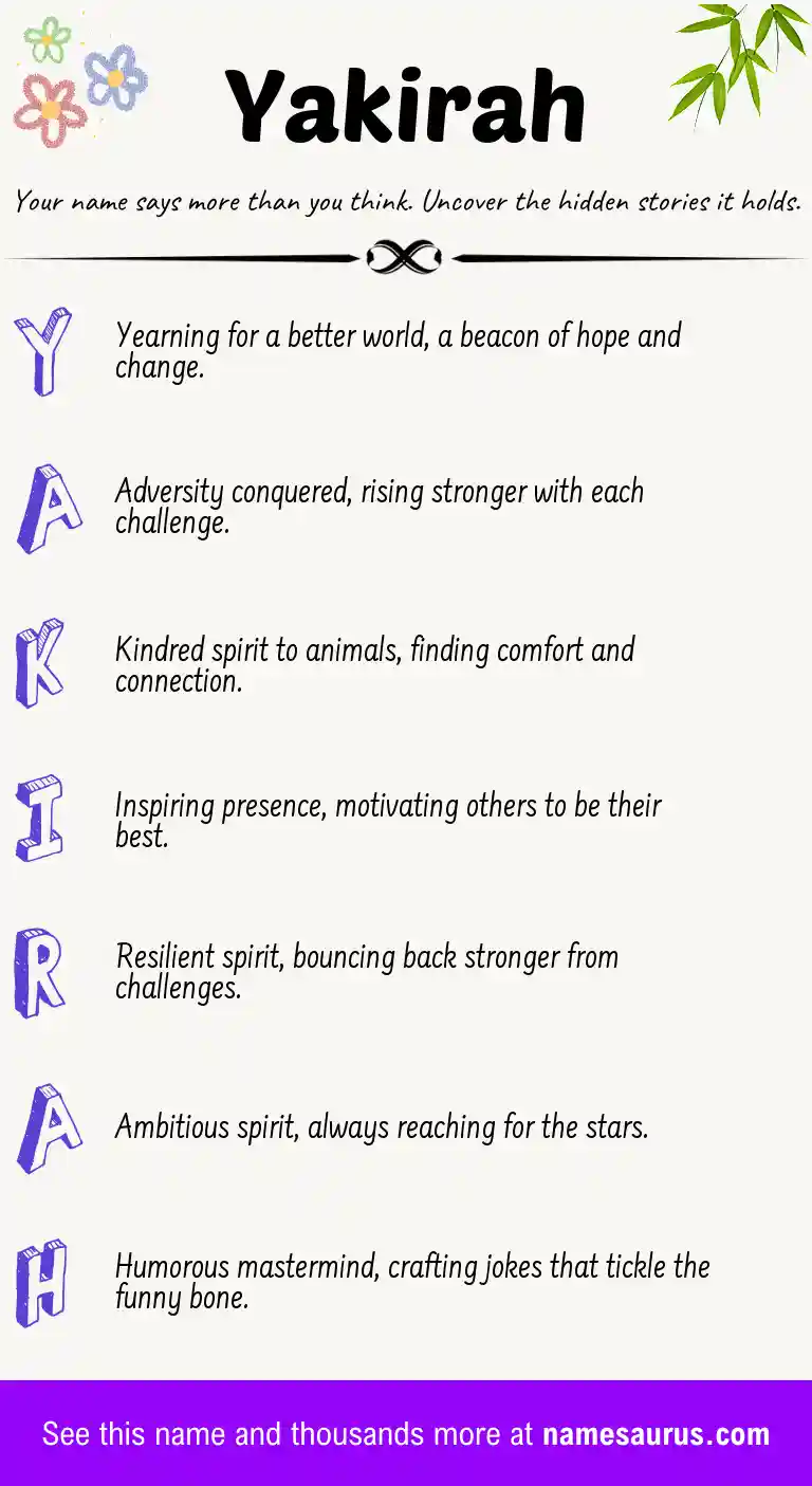 Acrostic poem about Yakirah.
