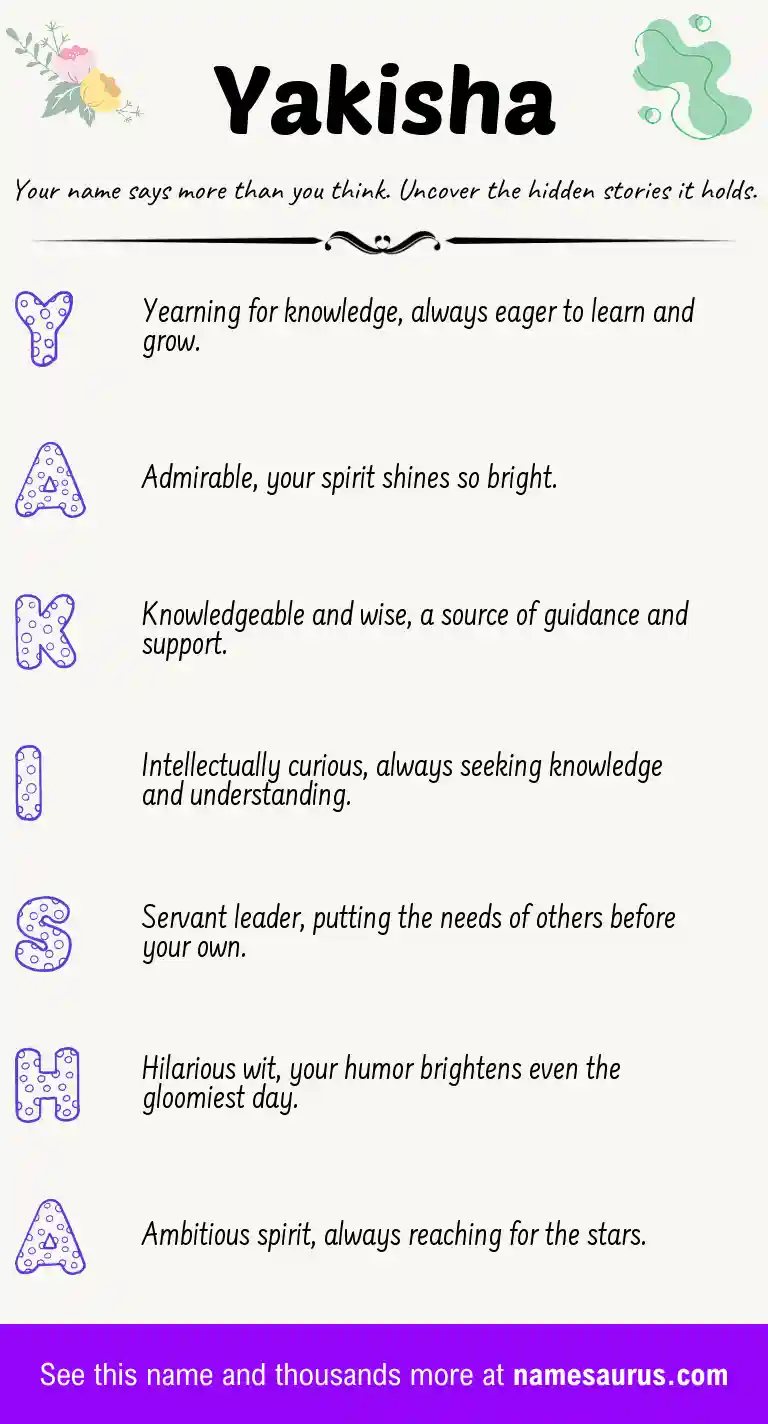 Acrostic poem about Yakisha.