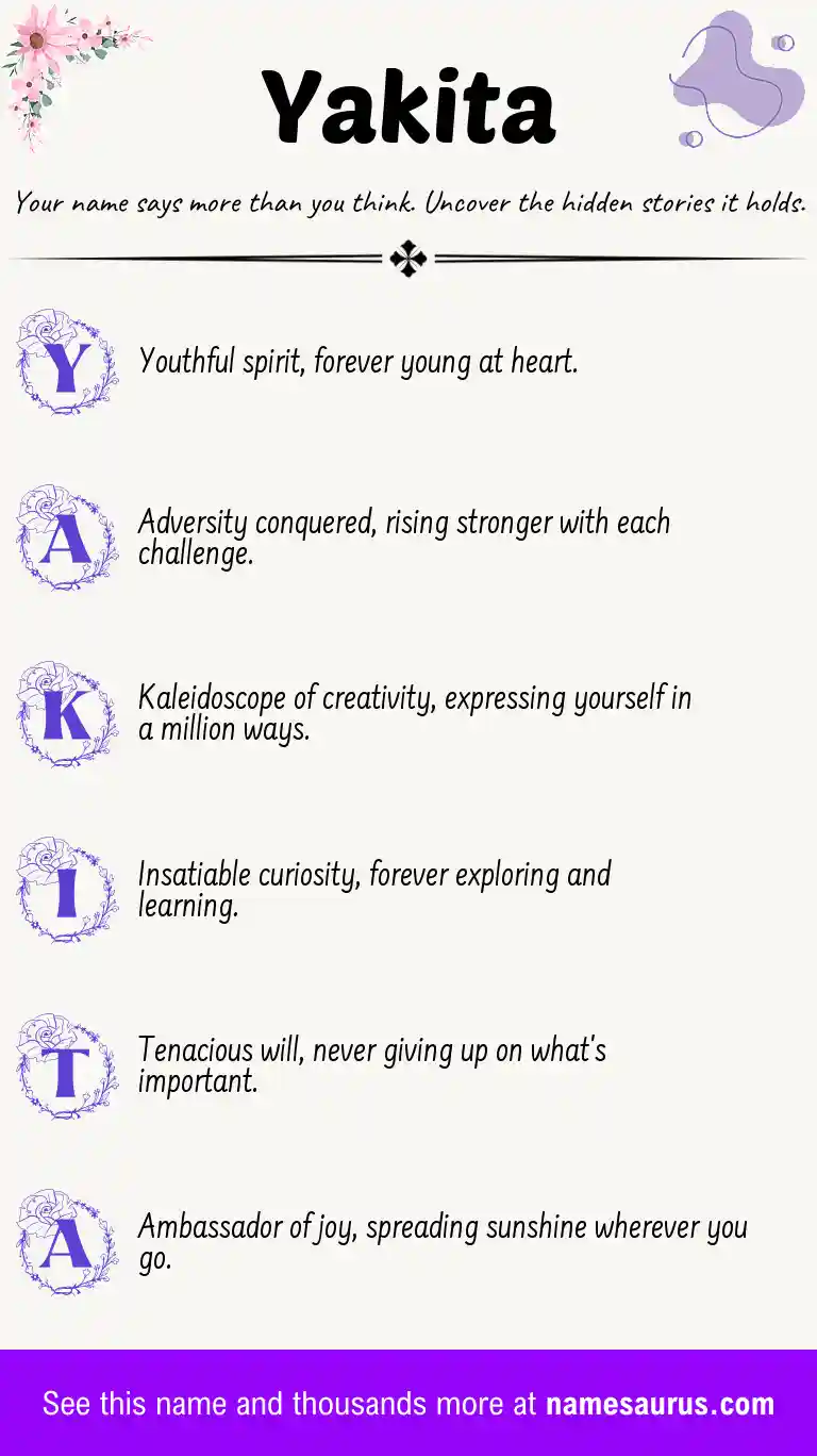 Acrostic poem about Yakita.