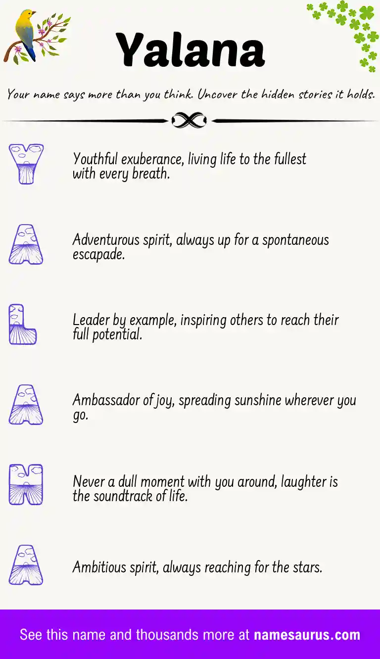 Acrostic poem about Yalana.