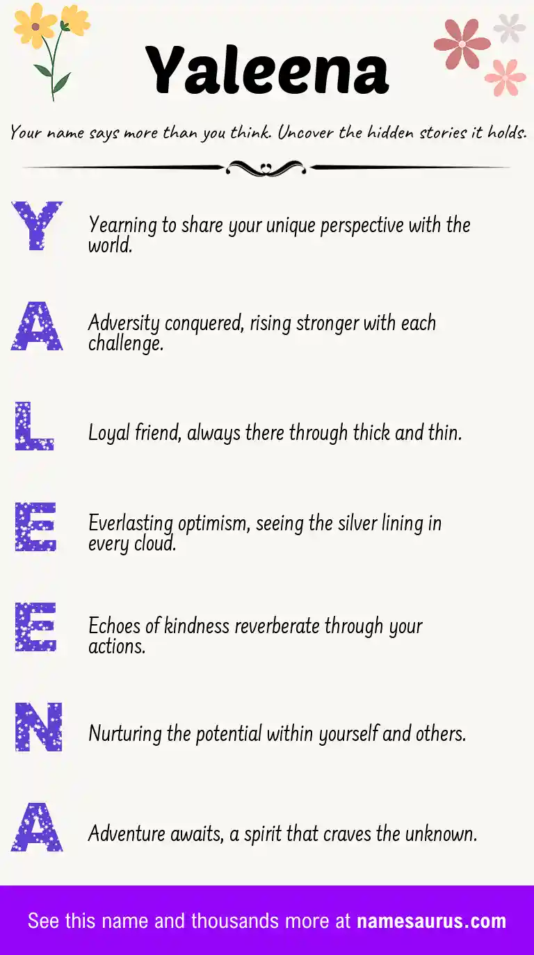 Acrostic poem about Yaleena.