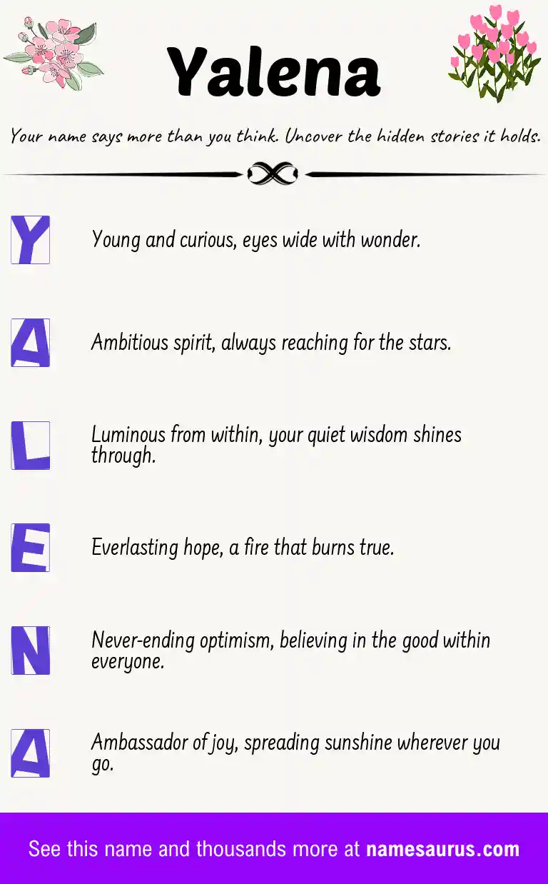 Acrostic poem about Yalena.