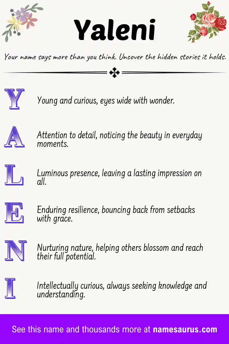 Acrostic poem about Yaleni.