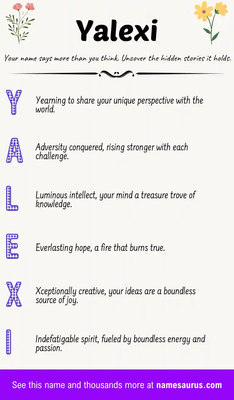 Acrostic poem about Yalexi.