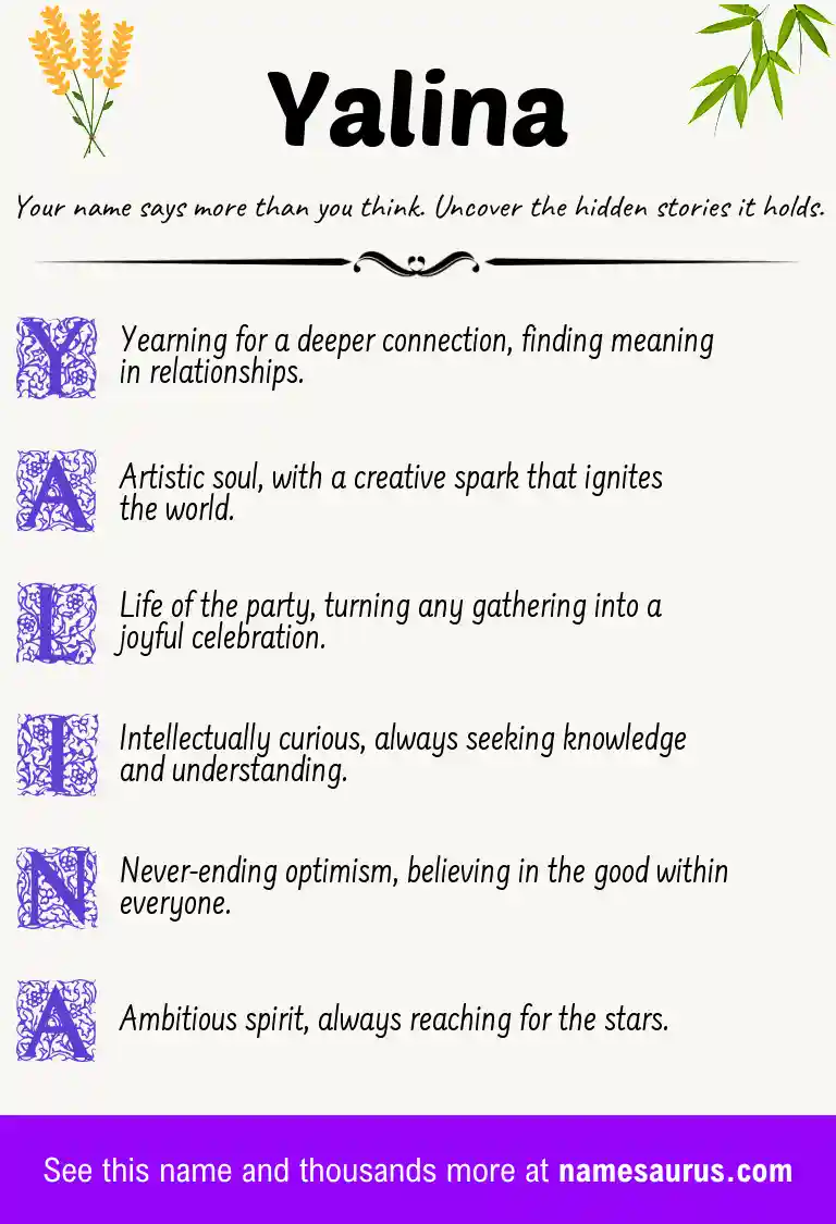Acrostic poem about Yalina.
