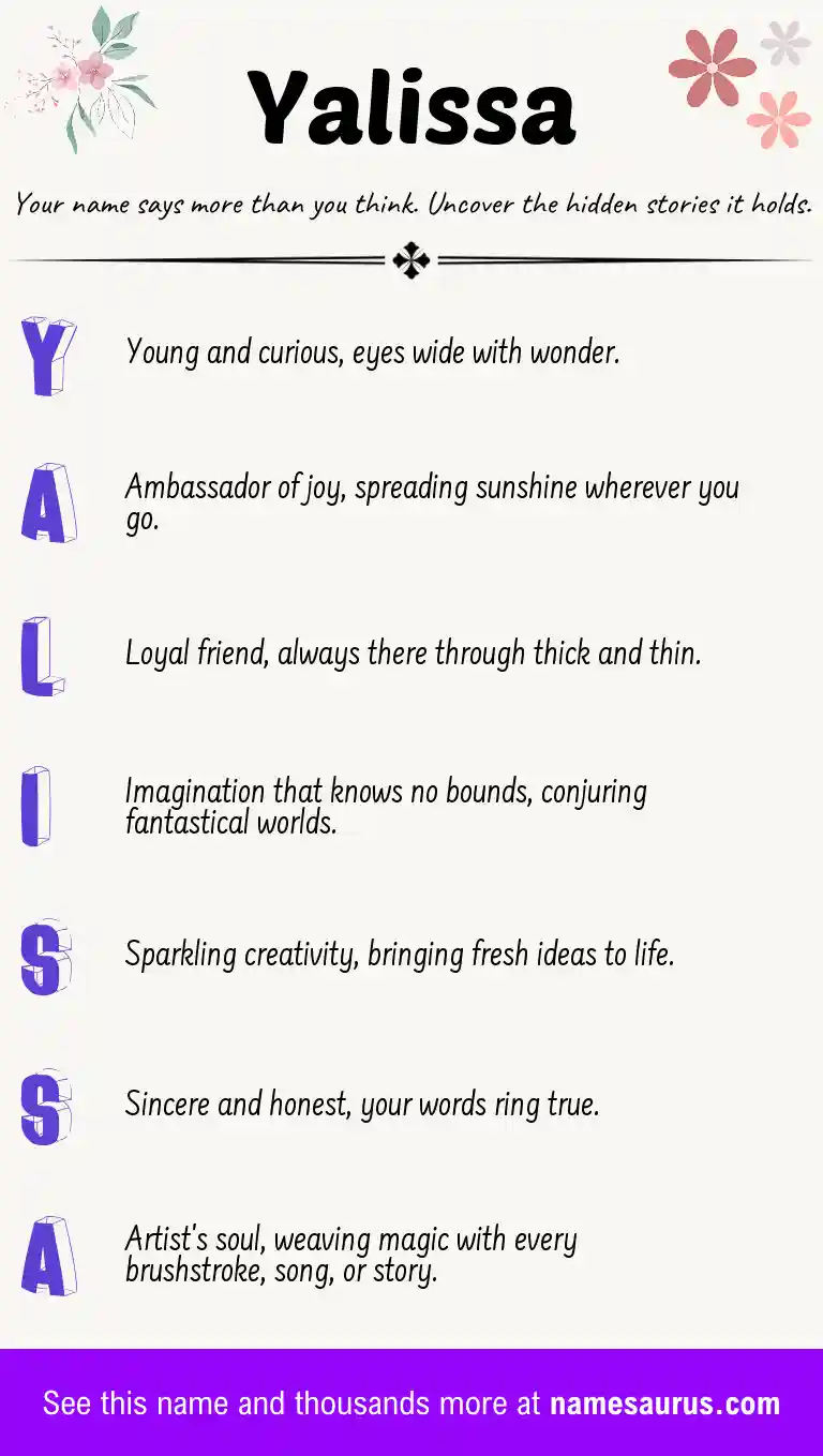 Acrostic poem about Yalissa.