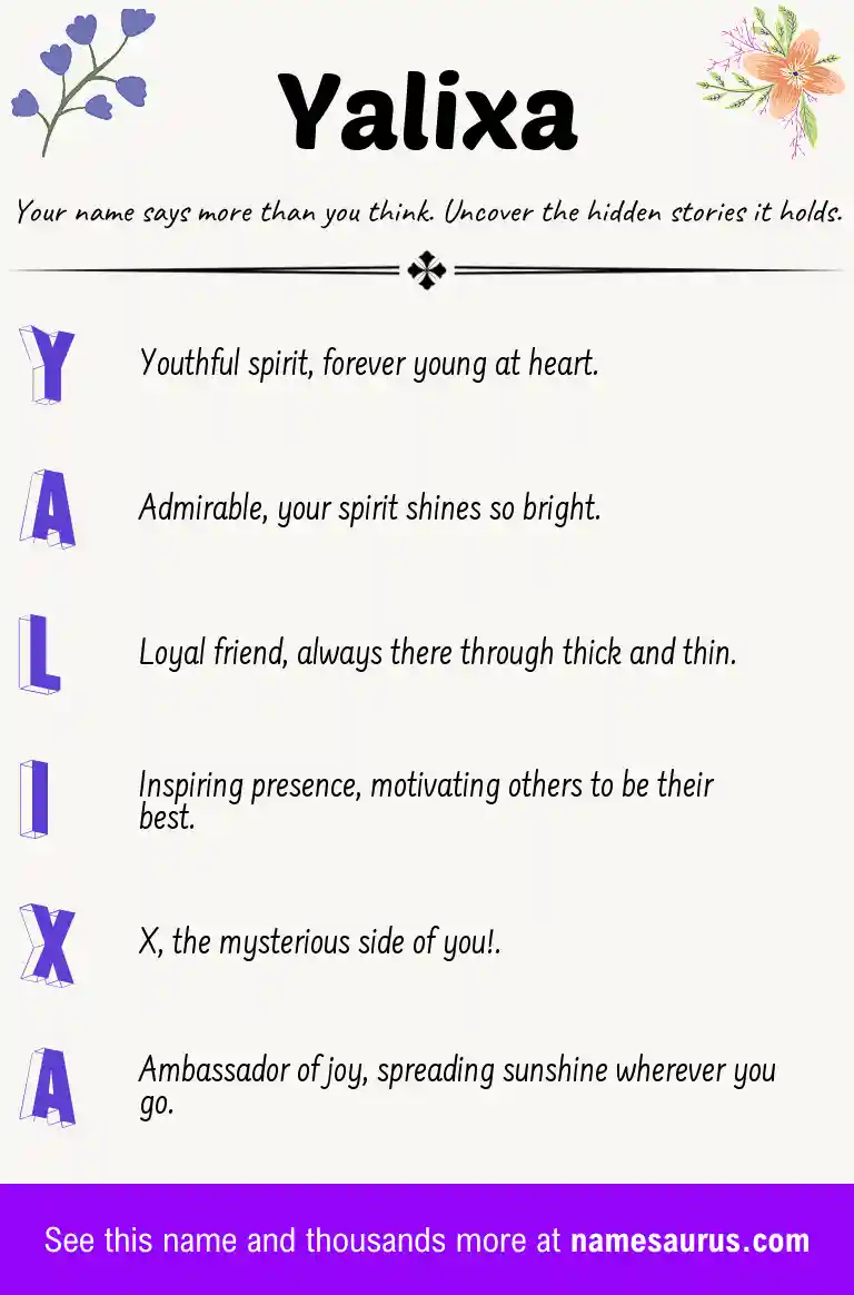 Acrostic poem about Yalixa.