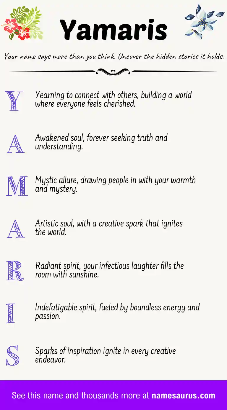 Acrostic poem about Yamaris.