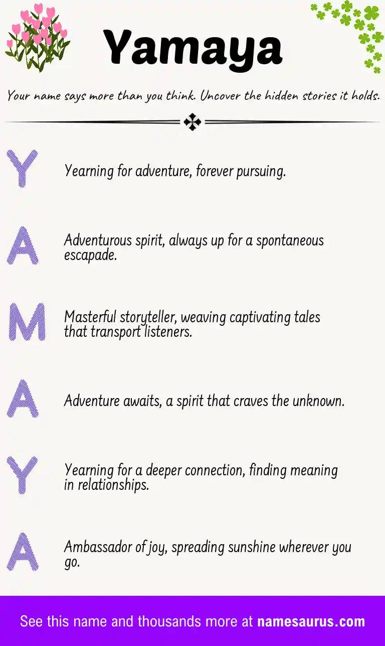 Acrostic poem about Yamaya.