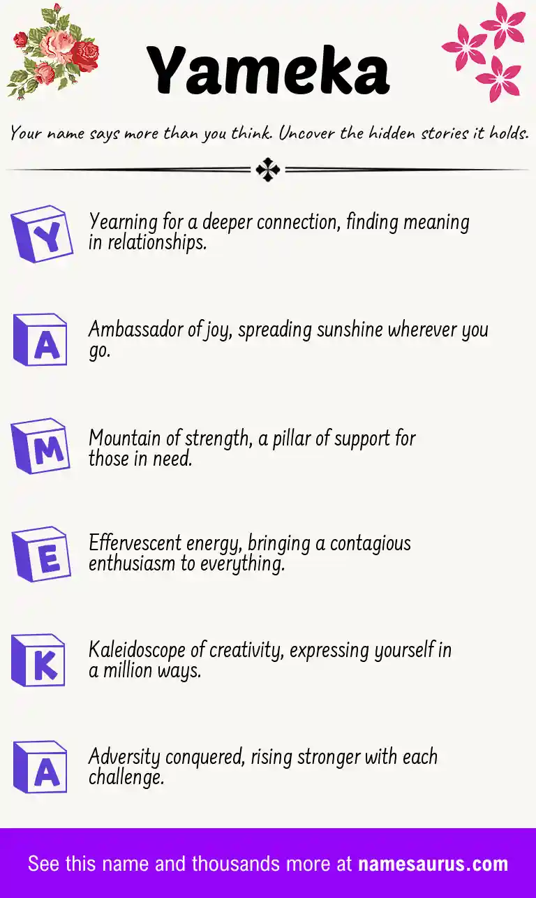 Acrostic poem about Yameka.